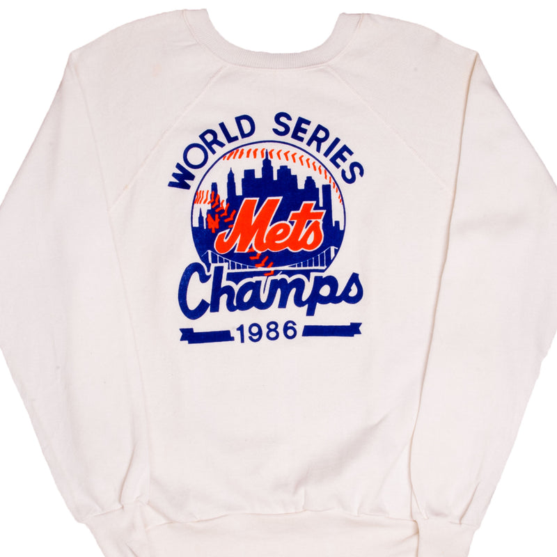 Vintage MLB New York Mets Worlds Series Champs 1986 Sweatshirt Size Large Made In USA