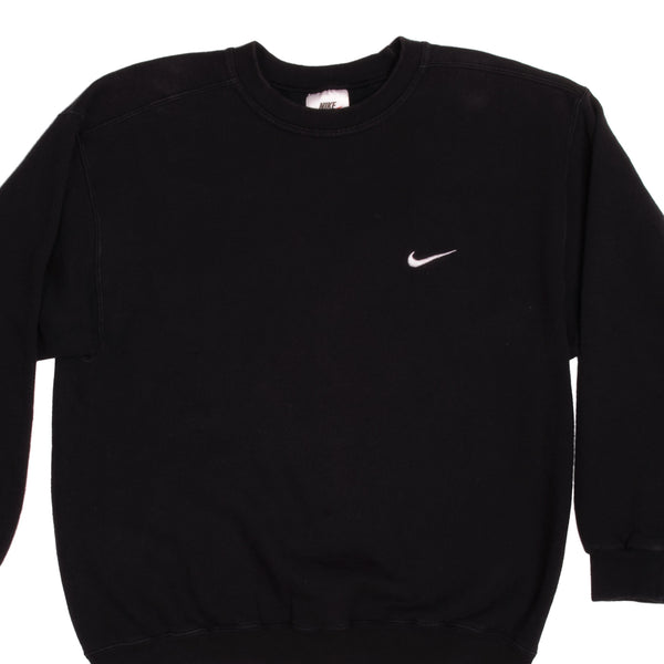 Vintage Black Nike Swoosh Sweatshirt Late 90s Size Medium Made In USA.