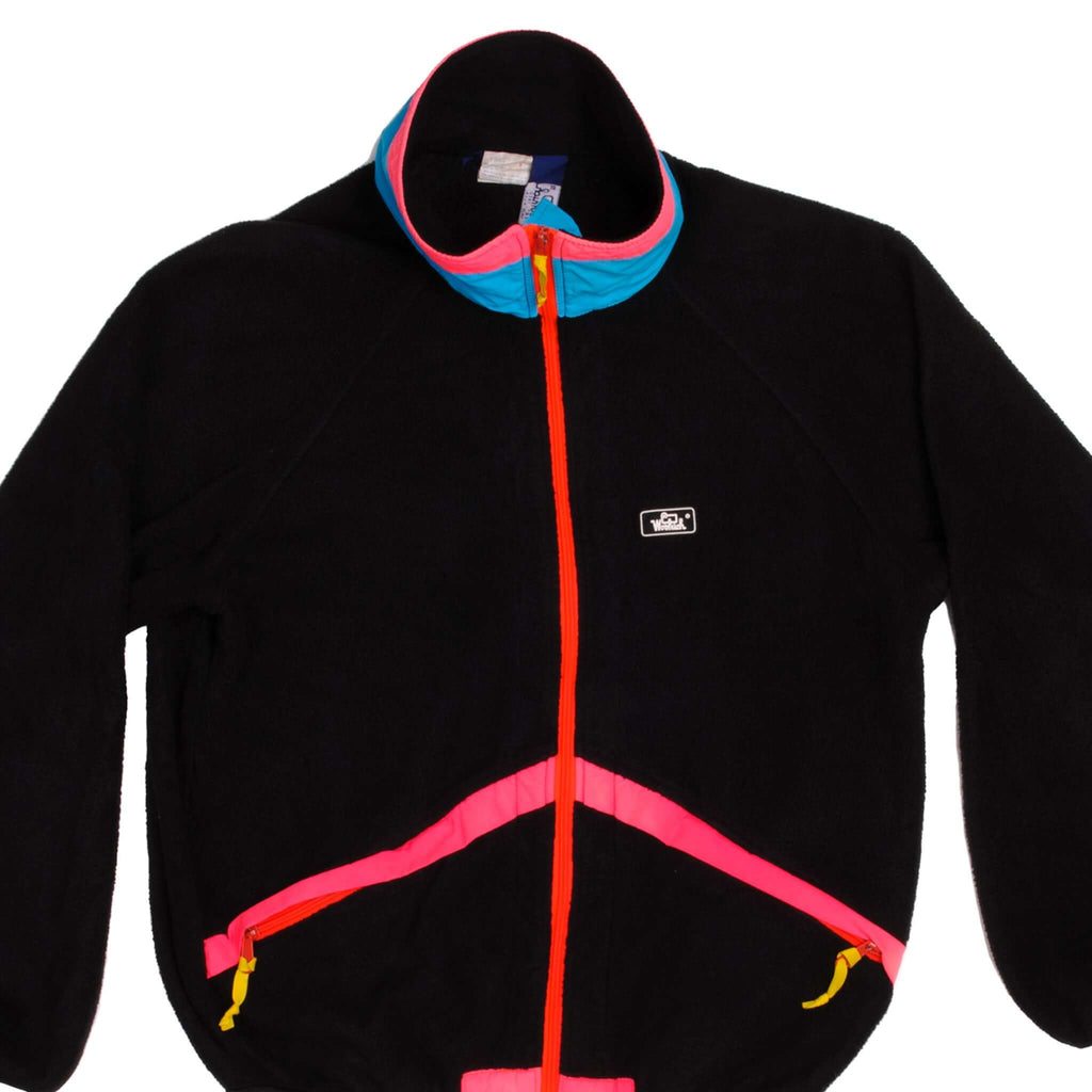 Vintage Black Woolrich Classic 90S Fleece Jacket Size Medium Made In USA