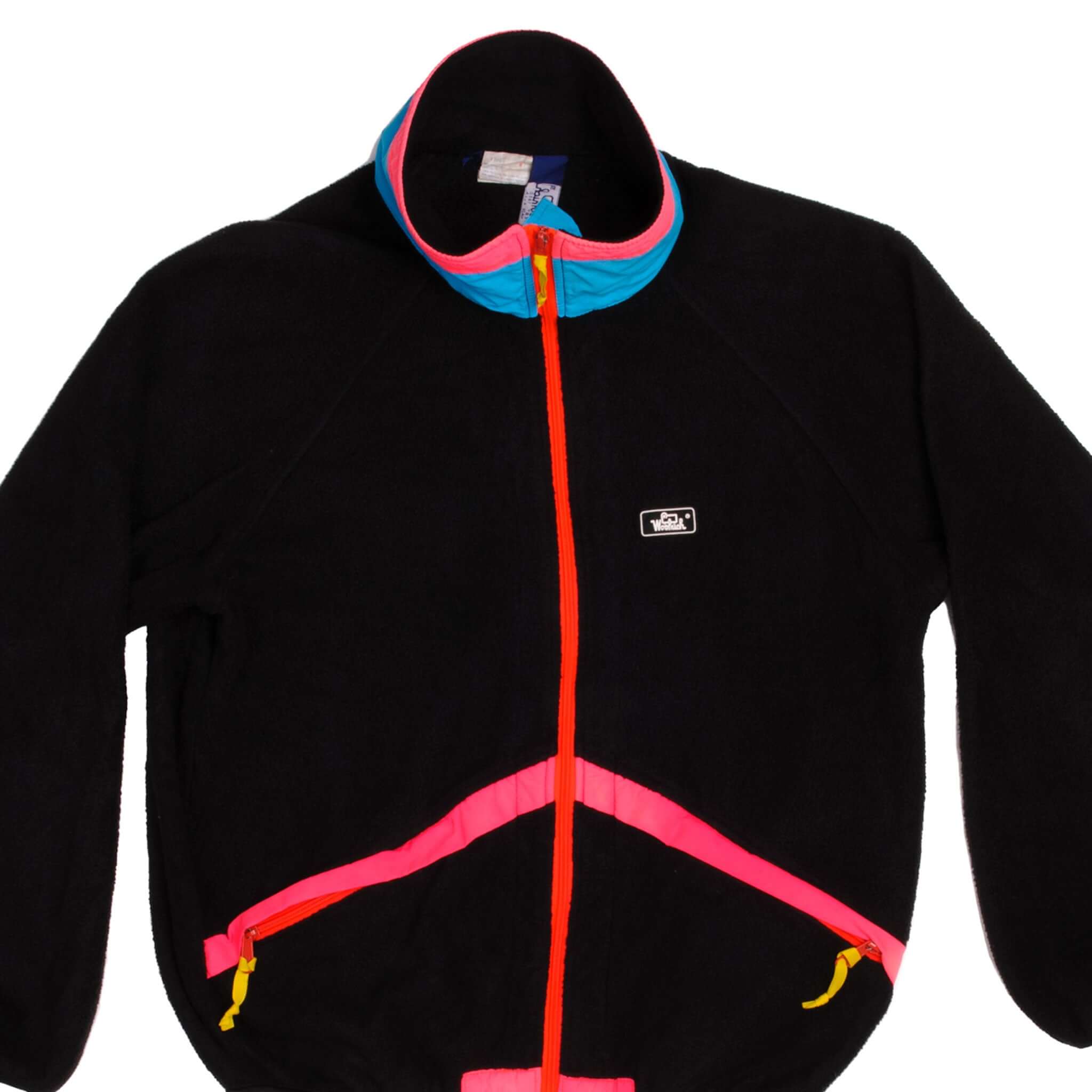 Vintage Black Woolrich Classic 90S Fleece Jacket Size Medium Made In USA