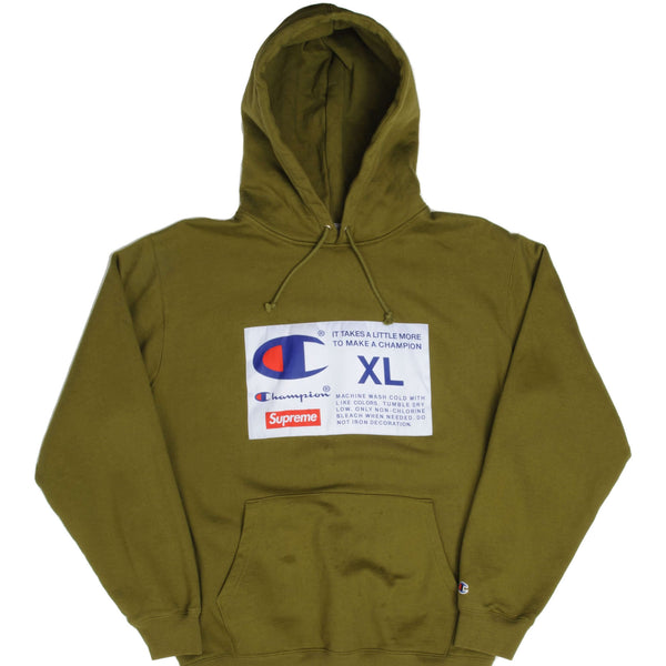 Champion X Supreme Big Label Sweatshirt Hoodie FW18 Size XL