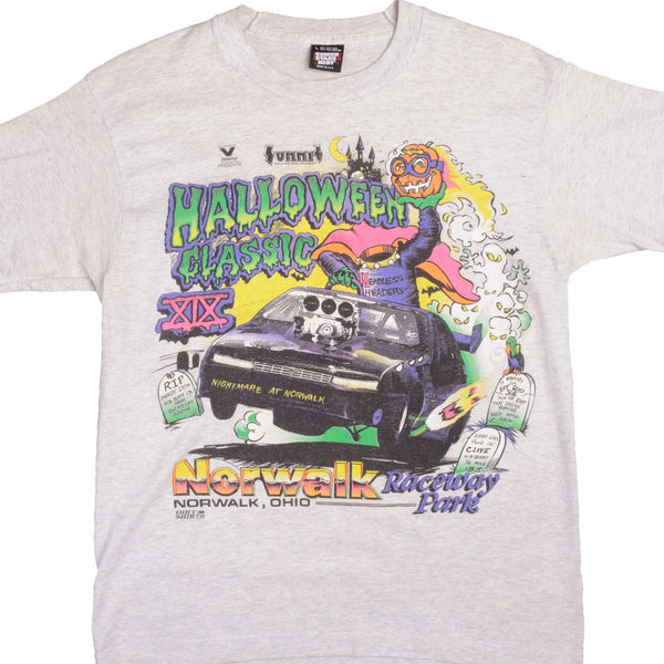 Vintage Racing Halloween Classic Norwalk Raceway Park Tee Shirt 80s Size M With Single Stitch Sleeves Made in USA