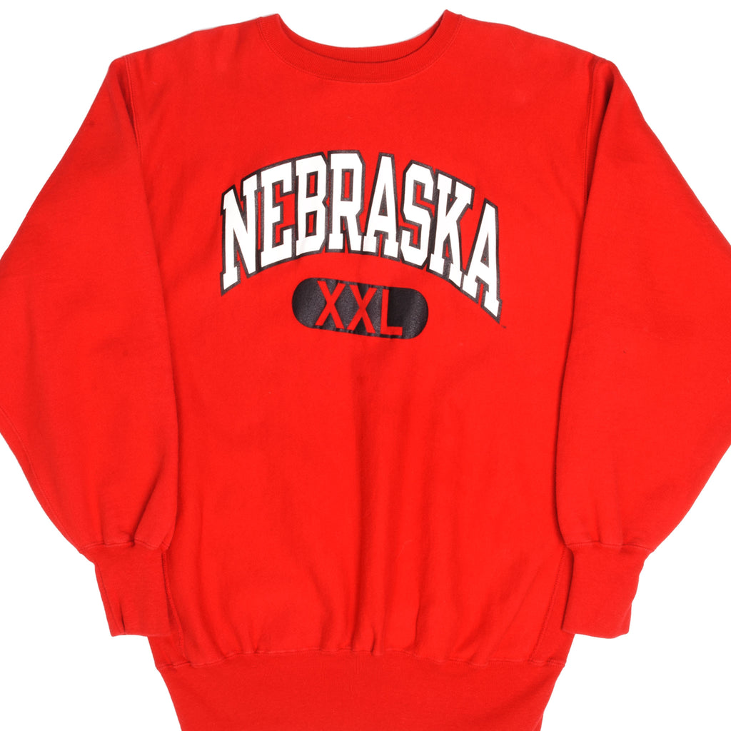 Vintage Reverse Weave Nebraska University Champion Sweatshirt 1990S Size 2XL Made In USA