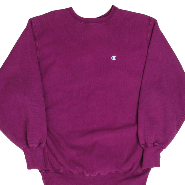 Vintage Fuchsia Champion Small Logo Reverse Weave Sweater 90S Size L Made In USA