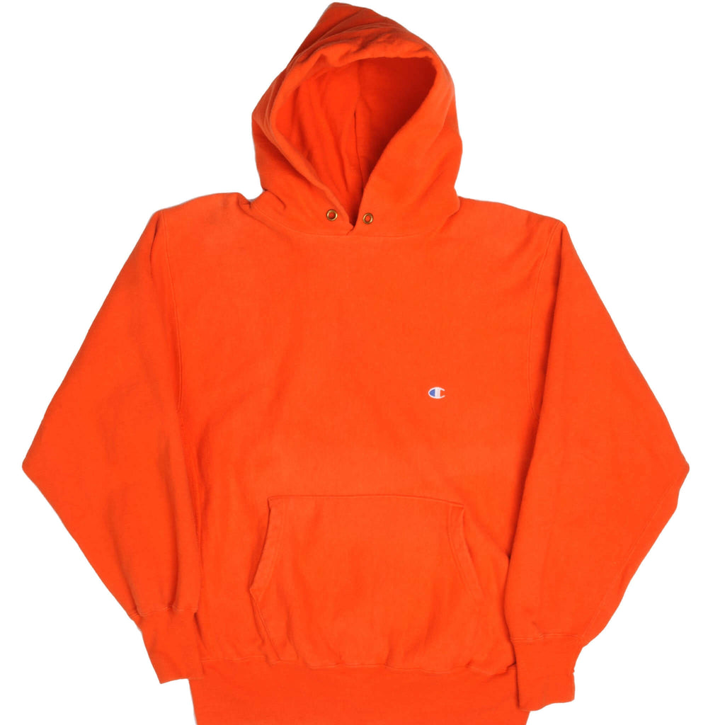 Vintage Orange Reverse Weave Champion Hoodie Sweatshirt 1990S Size XLarge Made In USA