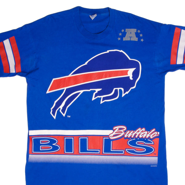 Vintage All Over Print NFL Buffalo Bills Tee Shirt 1994 Size XL Made In USA With Single Stitch Sleeves