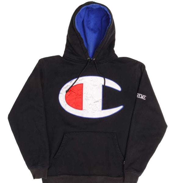 CHAMPION X SUPREME 緞面標誌衛衣連帽衫 SS17 中號