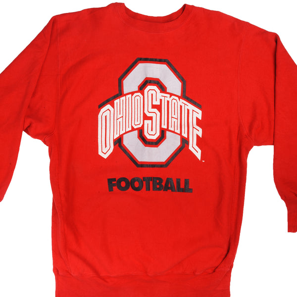 Vintage Red Champion Ohio State University Football Team Sweater 90S Size Xlarge. Made In USA.