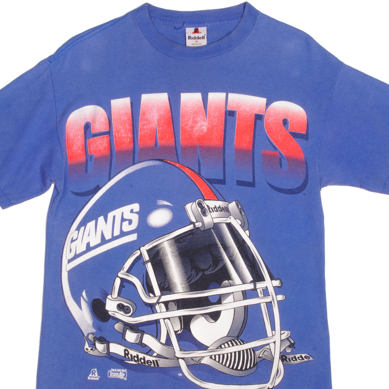 Vintage National Football League New York Giants Riddell Tee Shirt 1991 Size Medium Made In USA With Single Stitch Sleeves.