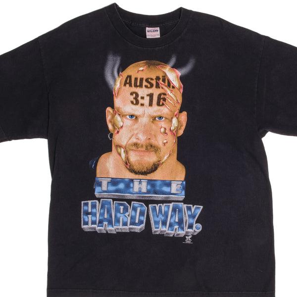 Vintage WWF Steve Austin 3:16 The Hard Way Tee Shirt 1998 Size XL
