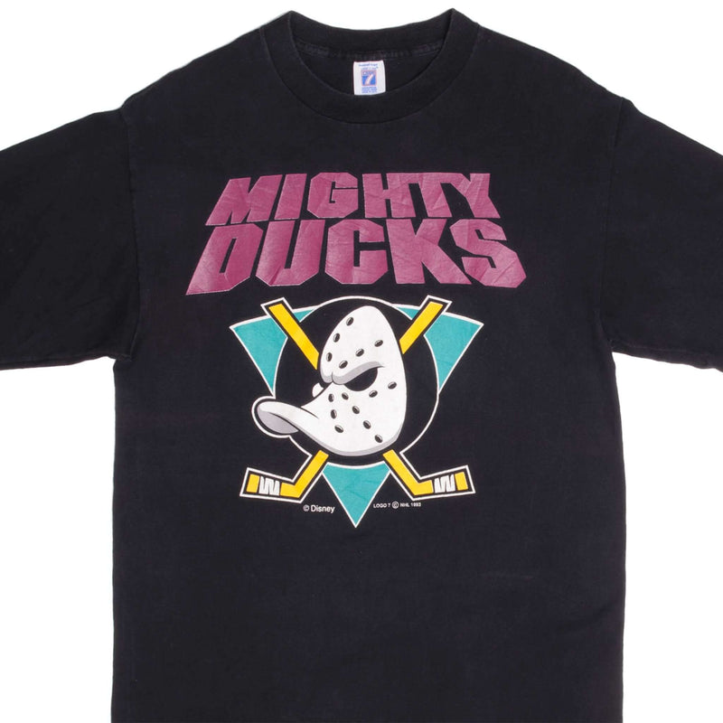 Vintage NHL Anaheim Mighty Ducks Disney Tee Shirt 1993 Size Medium Made in USA With Single Stitch Sleeves