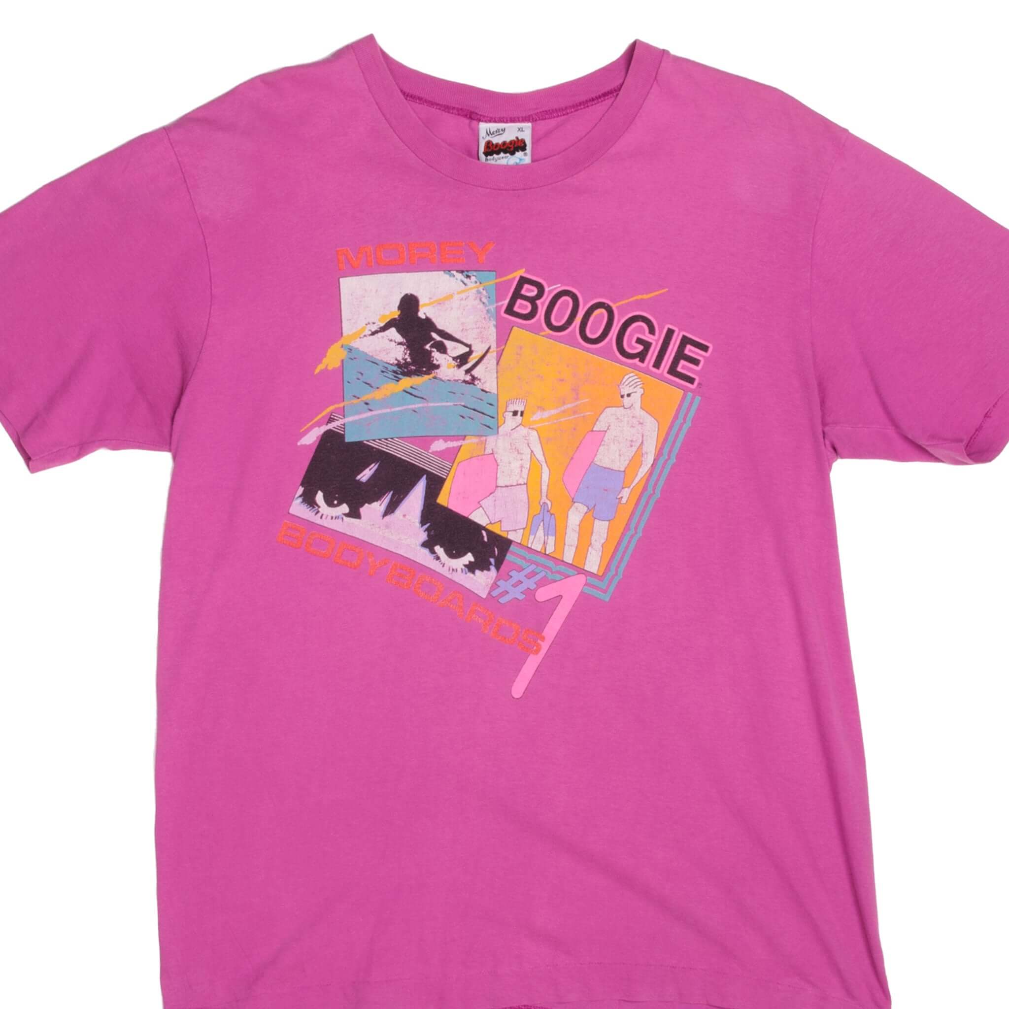 Vintage Morey Boogie #1 Bodyboards Surf Tee Shirt 90S Size Large with single stitch sleeves