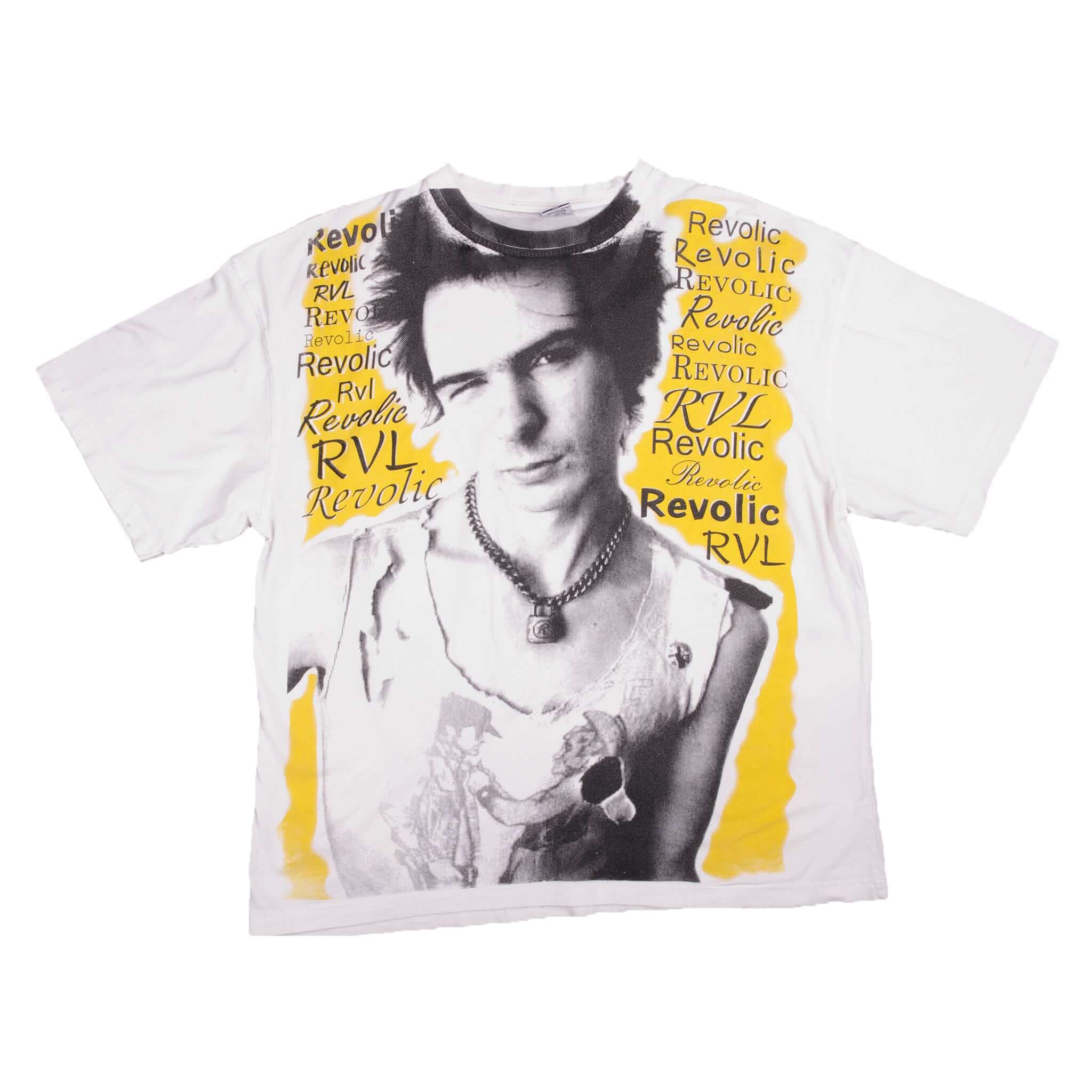 VINTAGE ALLOVER PRINT SEX PISTOLS REVOLIC TEE SHIRT 90S SIZE XL BOOTLEG