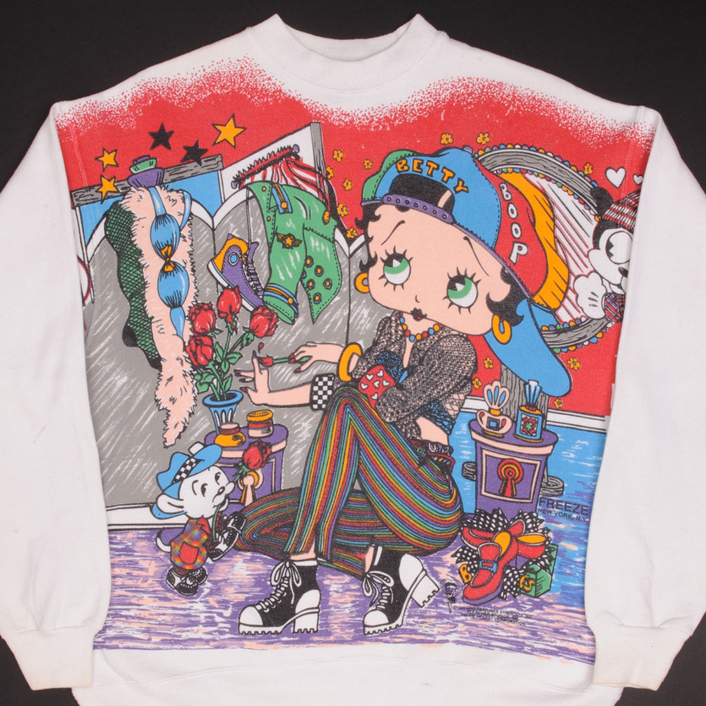 Vintage All Over Print Betty Boop Sweatshirt 1994 By Freeze New York, NY Size XL Made In USA