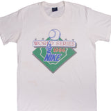 Vintage White Nike Tee Shirt 1986 Size L Made In USA With Single Stitch Sleeves. Nike Blue Label.
