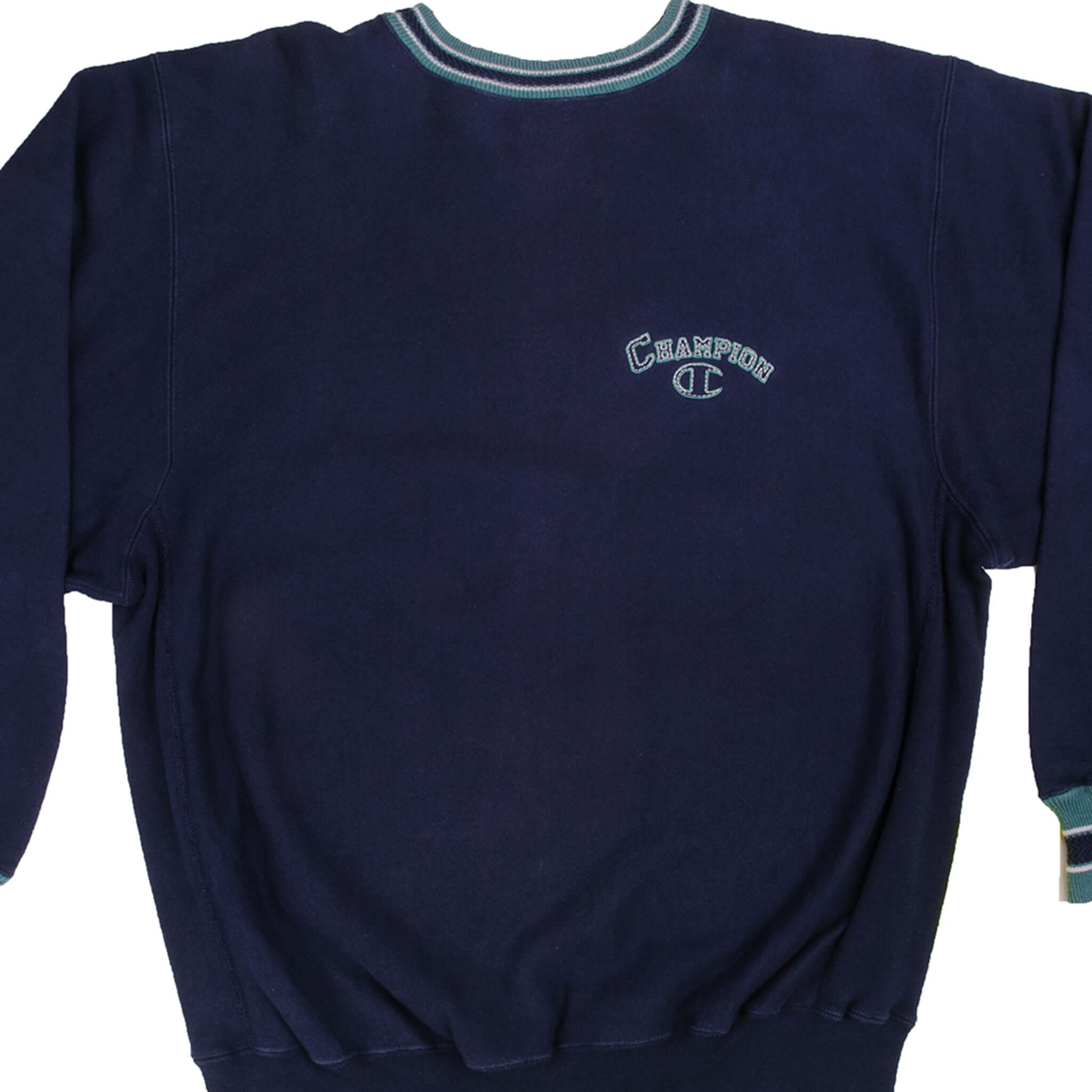 Vintage Blue Small Reverse Wave Logo Sweater 90S Size XXLarge Made In USA.