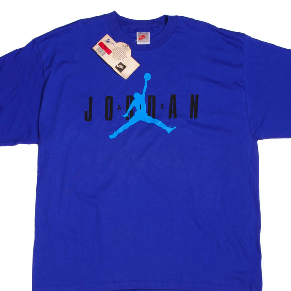 Vintage Blue Deadstock Nike Air Jordan Tee Shirt 1987-1992 Size Large Made In USA