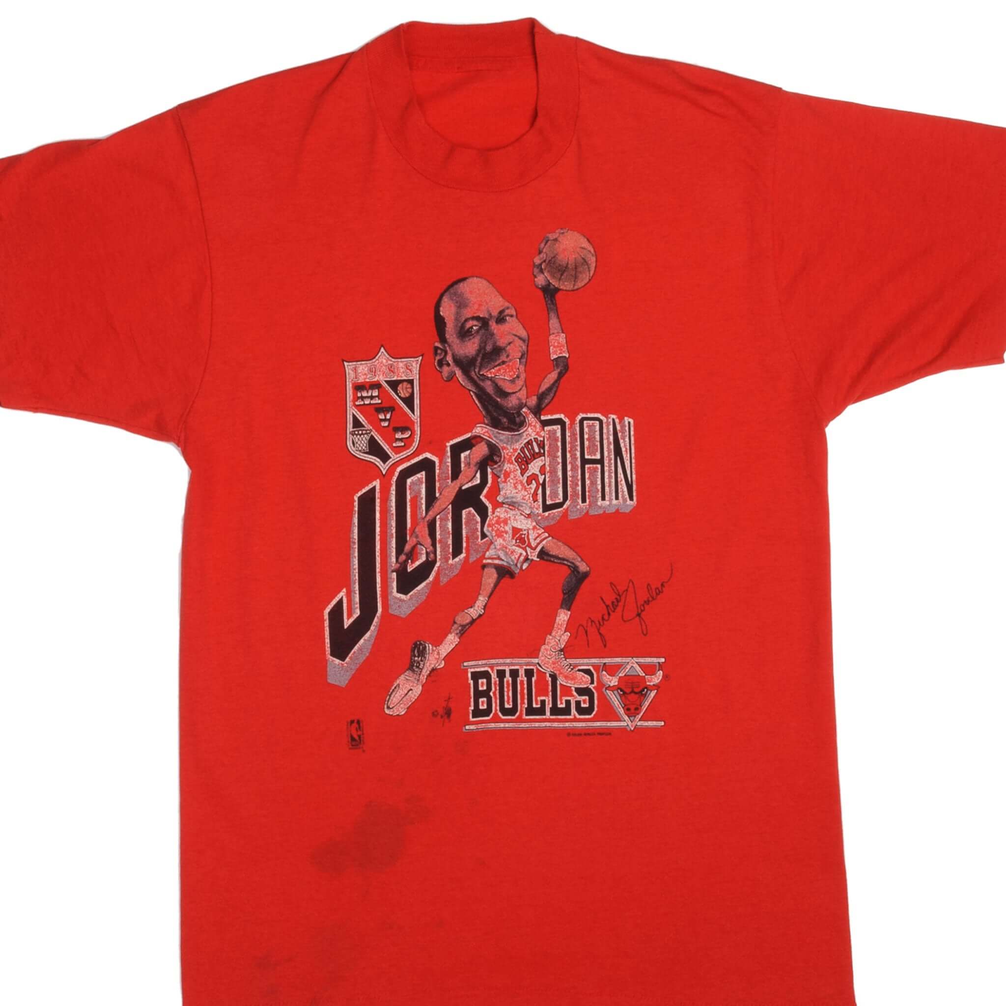 Vintage Michael Jordan Chicago Bulls MVP 1988 Tee Shirt Size Medium Made In USA With Single Stitch Sleeves