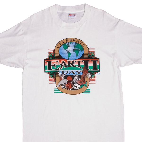 Vintage Animal Print Celebrate Earth Day National Wildlife Federation Tee Shirt 1996 Size Large