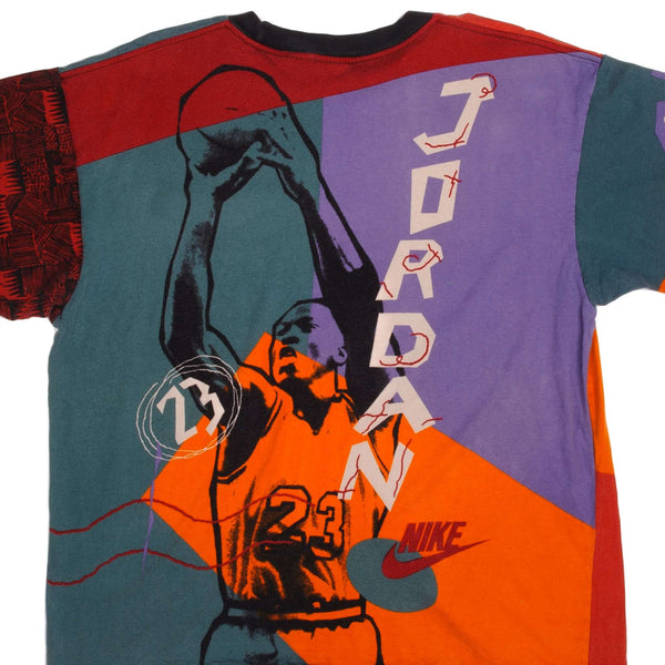 Vintage Nike Jordan All Over Print Tee Shirt Size Large With Single Stitch Sleeves   