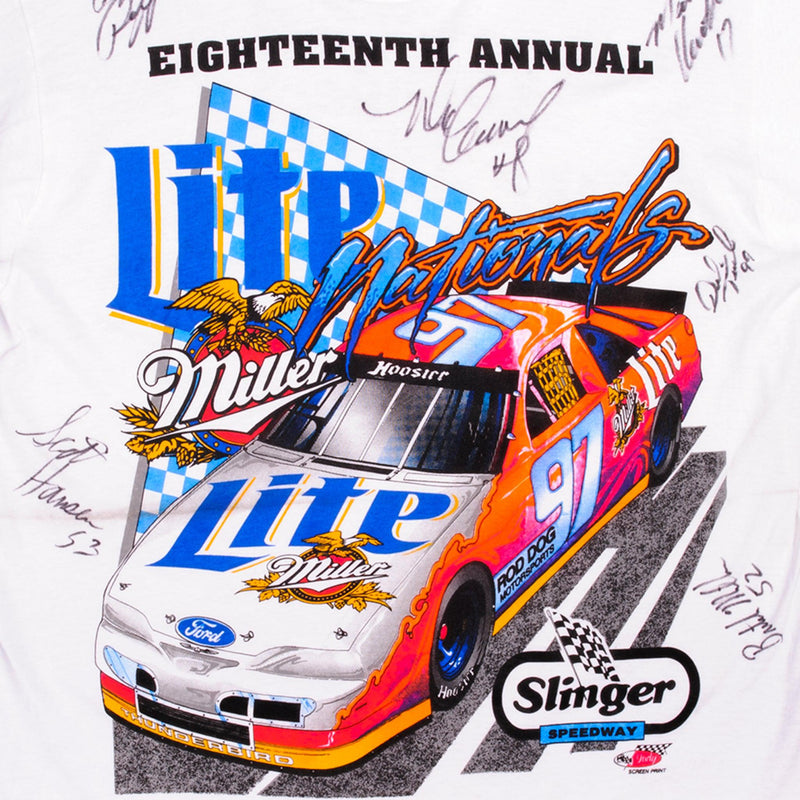 Autographed Vintage Nascar 18th Annual Nationals 1996 Tee Shirt Size M With Single Stitch Sleeves. Made In USA