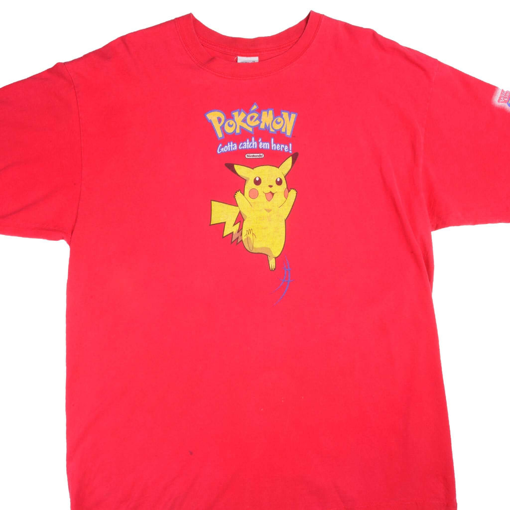 Vintage Pink Nintendo Pokemon With Pikachu From Burger King Big Kids Meal 1990s T-Shirt Size XXL