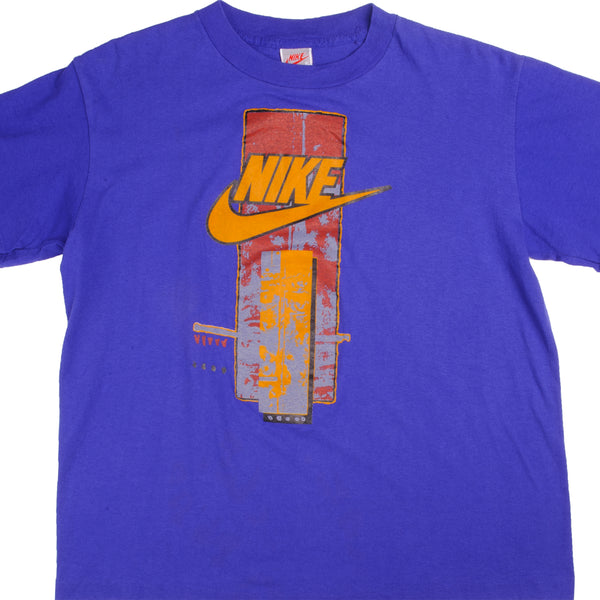 Vintage Blue Nike Tee Shirt 1987-1994 Size L Made In USA With Single Stitch Sleeves.Vintage Purple Nike Tee Shirt 1987-1994 Size L Made In USA With Single Stitch Sleeves.