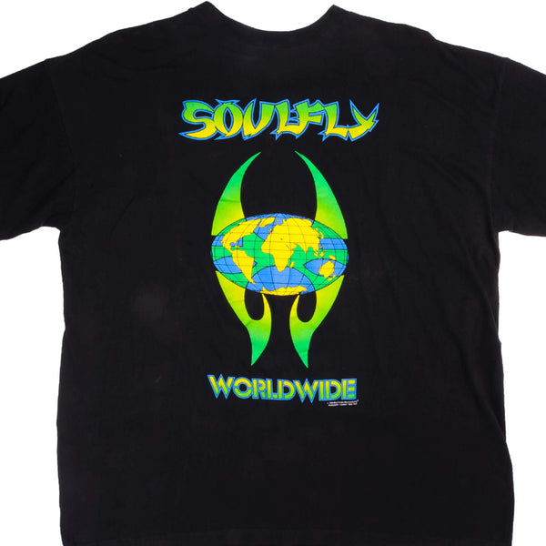 Vintage Original Soulfly Worldwide Tour One World One Tribe North America Tour Tee Shirt 1999 Size XL Made In USA 