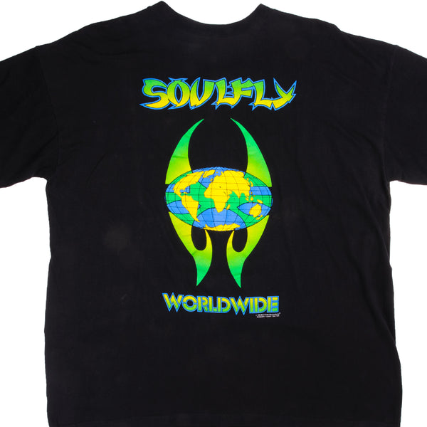 Vintage Original Soulfly Worldwide Tour One World One Tribe North America Tour Tee Shirt 1999 Size XL Made In USA 