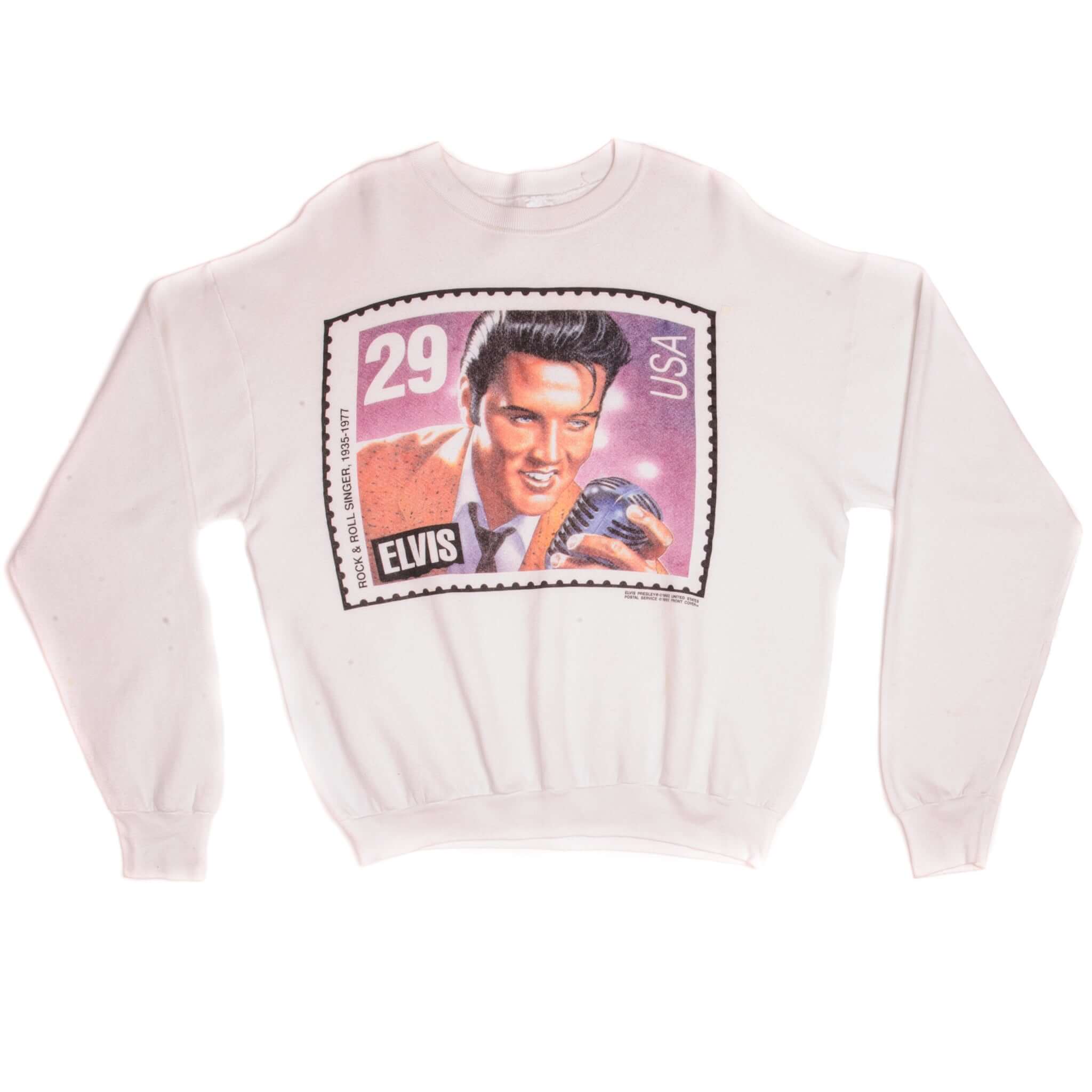 Vintage Elvis Presley United States Postal Service Stamp Fruit of the Loom Sweatshirt 1992 Size XLarge Made In USA.