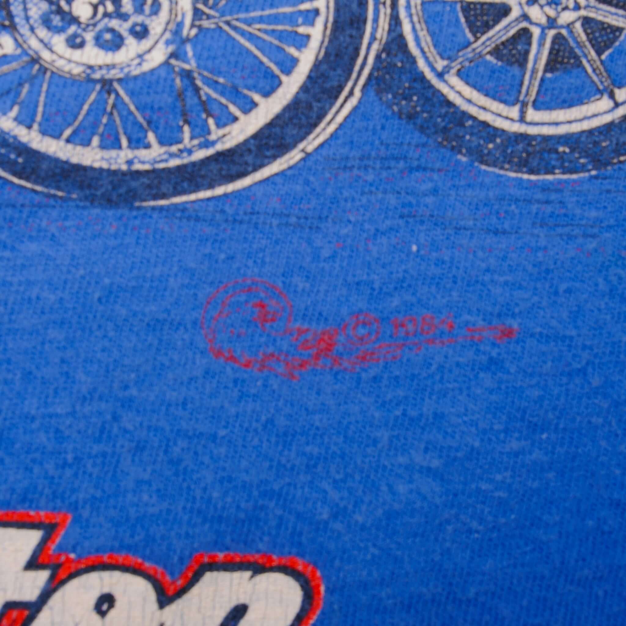 Vintage Blue Harley Davidson 1990 Sturgis 50th Anniversary Downtown Seattle, Washington Tee Shirt 1984 Size L With Single Stitch Made In USA