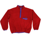 Vintage Patagonia Synchilla Snap-T Fleece Pullover Red Sweatshirt 1990s Size XLarge Made In USA.