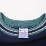 Vintage Blue Small Reverse Wave Logo Sweater 90S Size XXLarge Made In USA.
