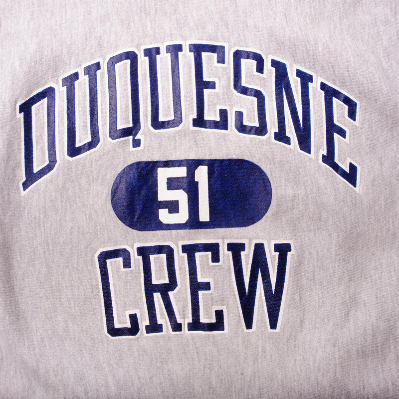 Vintage Gray Champion Duquesne 51 Crew Sweater 90S Size Xlarge. Made In USA.