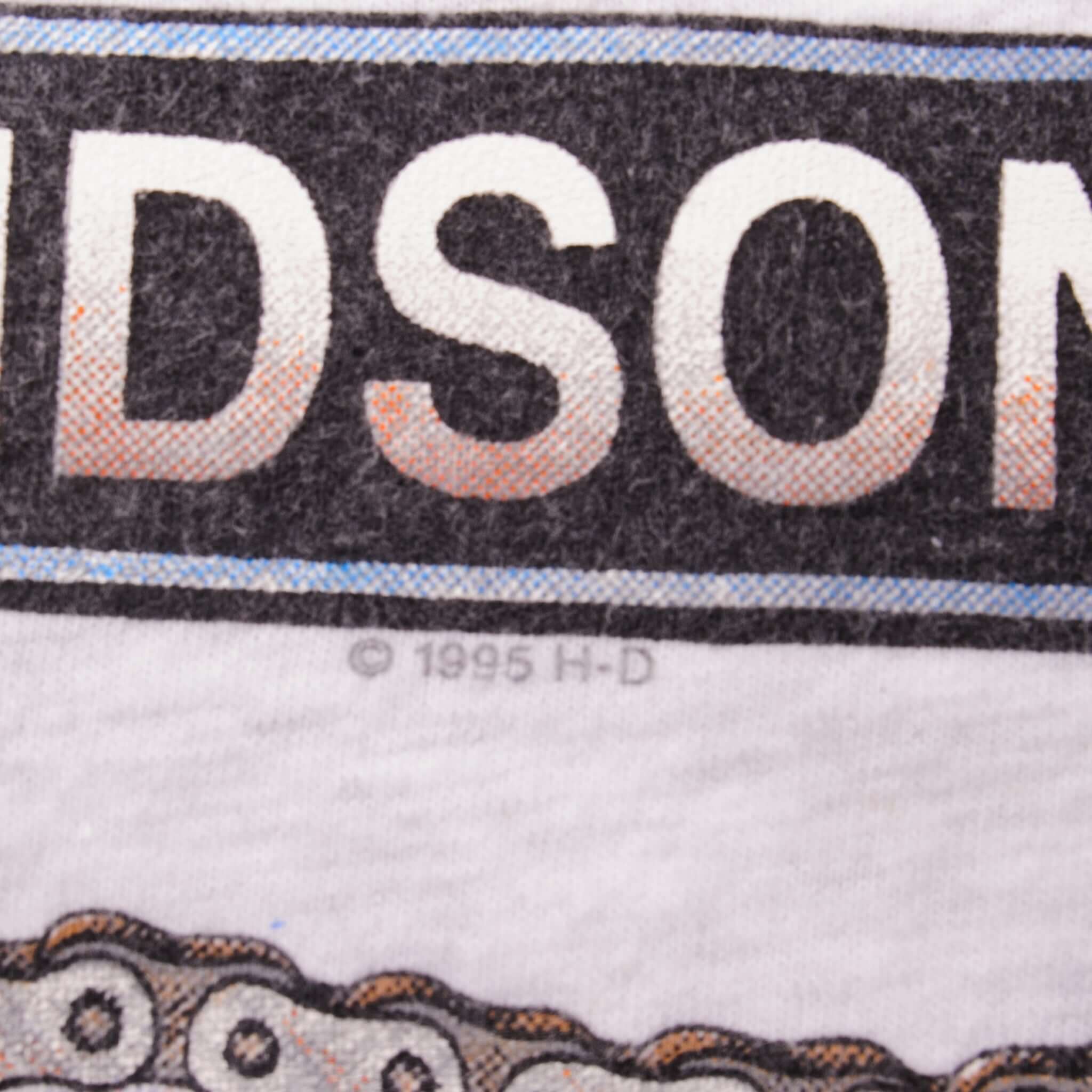 Vintage Grey Genuine Harley Davidson Reno 1995 T Shirt With Single Stitch Sleeves. Made In USA.