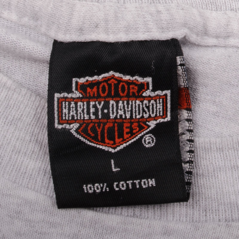 Vintage Grey American Tradition Harley Davidson Burlington, VT 1993 T Shirt Size XLarge With Single Stitch Sleeves. Made In USA.