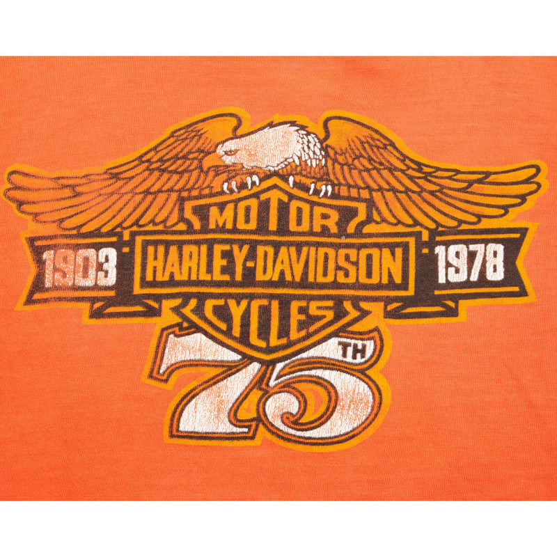 VINTAGE HARLEY DAVIDSON 75TH ANNIVERSARY TEE SHIRT 1978 SIZE MEDIUM MADE IN USA