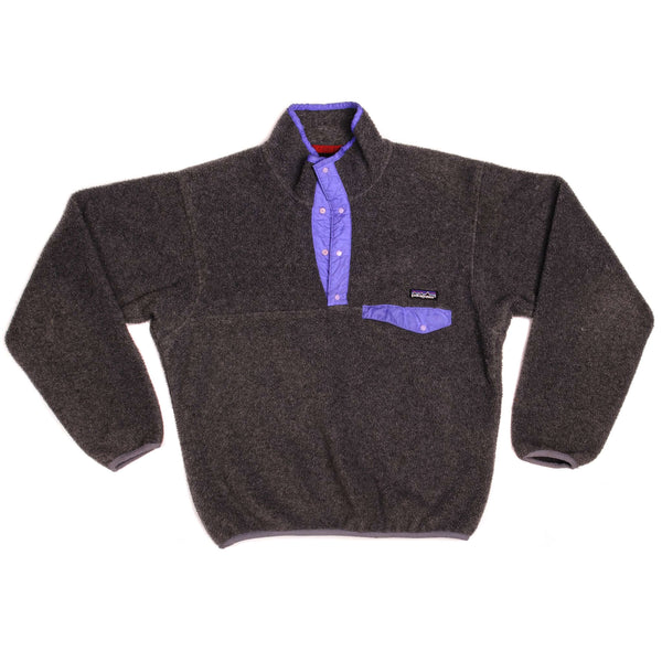Vintage Grey Synchilla Snap Pullover 90s 1990 Size Medium Made In USA.