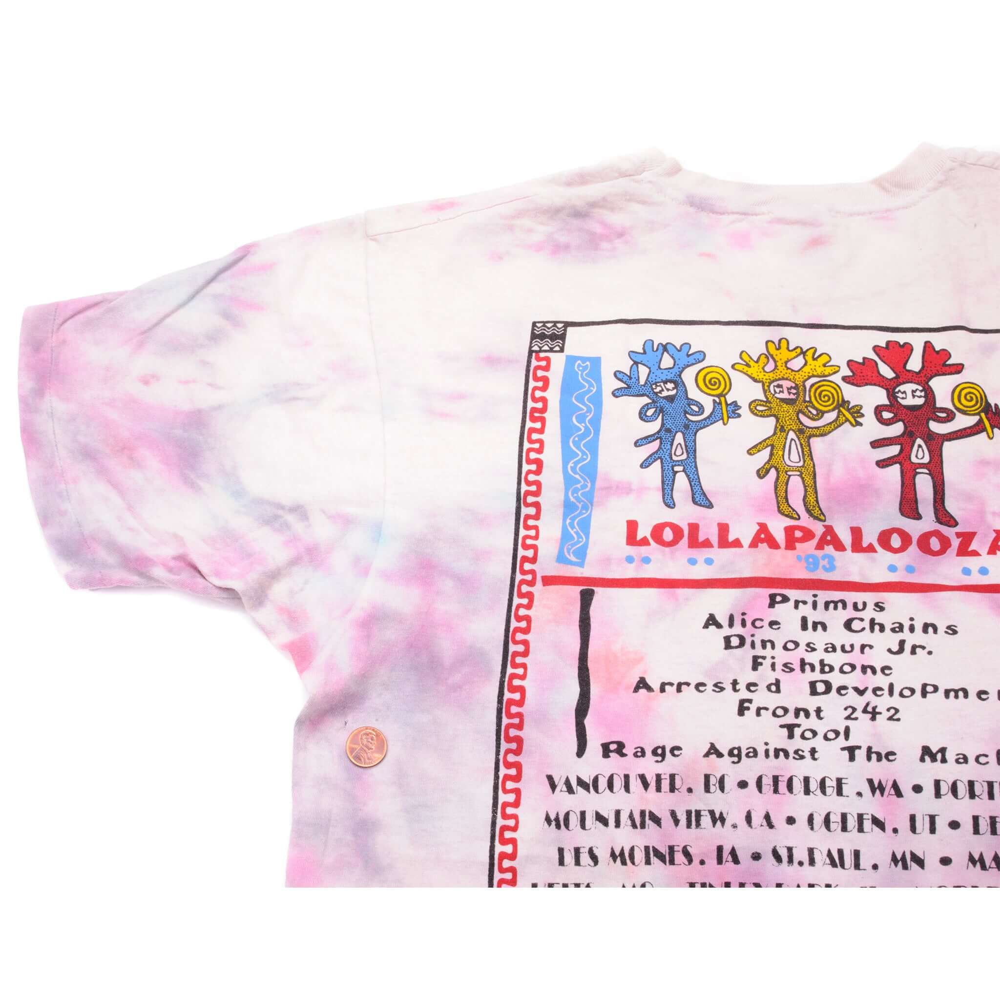 VINTAGE TIE-DYE ALICE IN CHAINS LOLLAPALOOZA TEE SHIRT 1994 SIZE LARGE