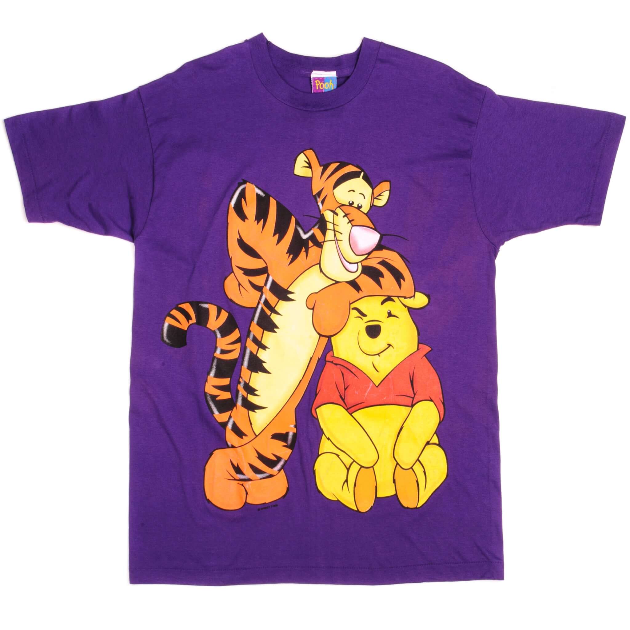 Vintage Disney Winnie The Pooh And Tiggers Purple Tee Shirt 1990s Size Large with single stitch sleeves.