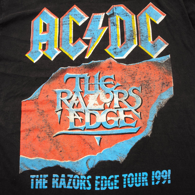 VINTAGE ACDC THE RAZORS EDGE TOUR TEE SHIRT 1991 SIZE LARGE MADE IN USA