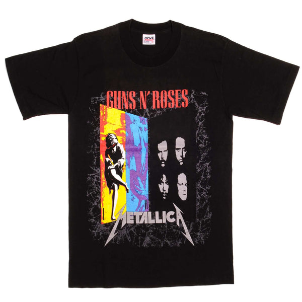 Vintage Guns N' Roses x Metallica Tour Anvil Tee Shirt 1992 Size Small Made In USA with single stitch sleeves.