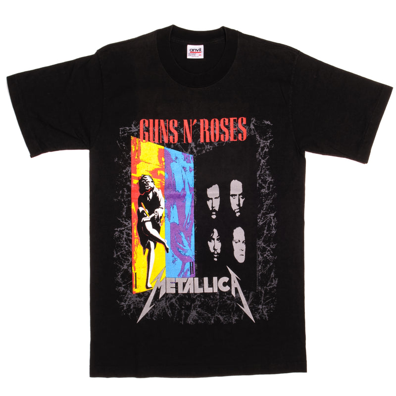 Vintage Guns N' Roses x Metallica Tour Anvil Tee Shirt 1992 Size Small Made In USA with single stitch sleeves.