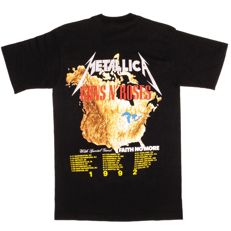 Vintage Guns N' Roses x Metallica Tour Anvil Tee Shirt 1992 Size Small Made In USA with single stitch sleeves.