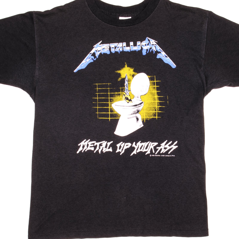 Vintage Metallica Metal Up Your Ass Signal Tee Shirt 1984 Size Large Made In USA With Single Stitch Sleeves.