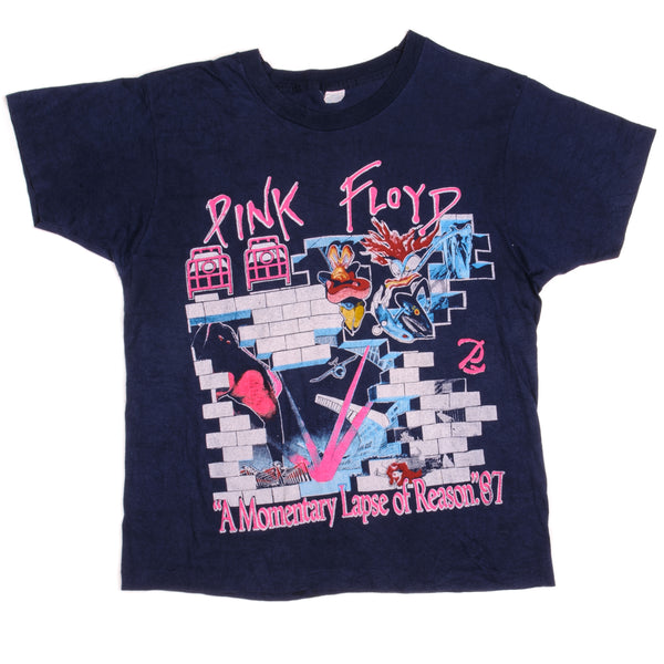 Vintage Pink Floyd American Tour A Momentary Lapse Of Reason Tee Shirt 1987 Size Medium Made In USA With Single Stitch Sleeves.