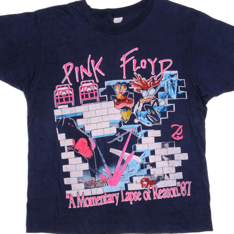 Vintage Pink Floyd American Tour A Momentary Lapse Of Reason Tee Shirt 1987 Size Medium Made In USA With Single Stitch Sleeves.