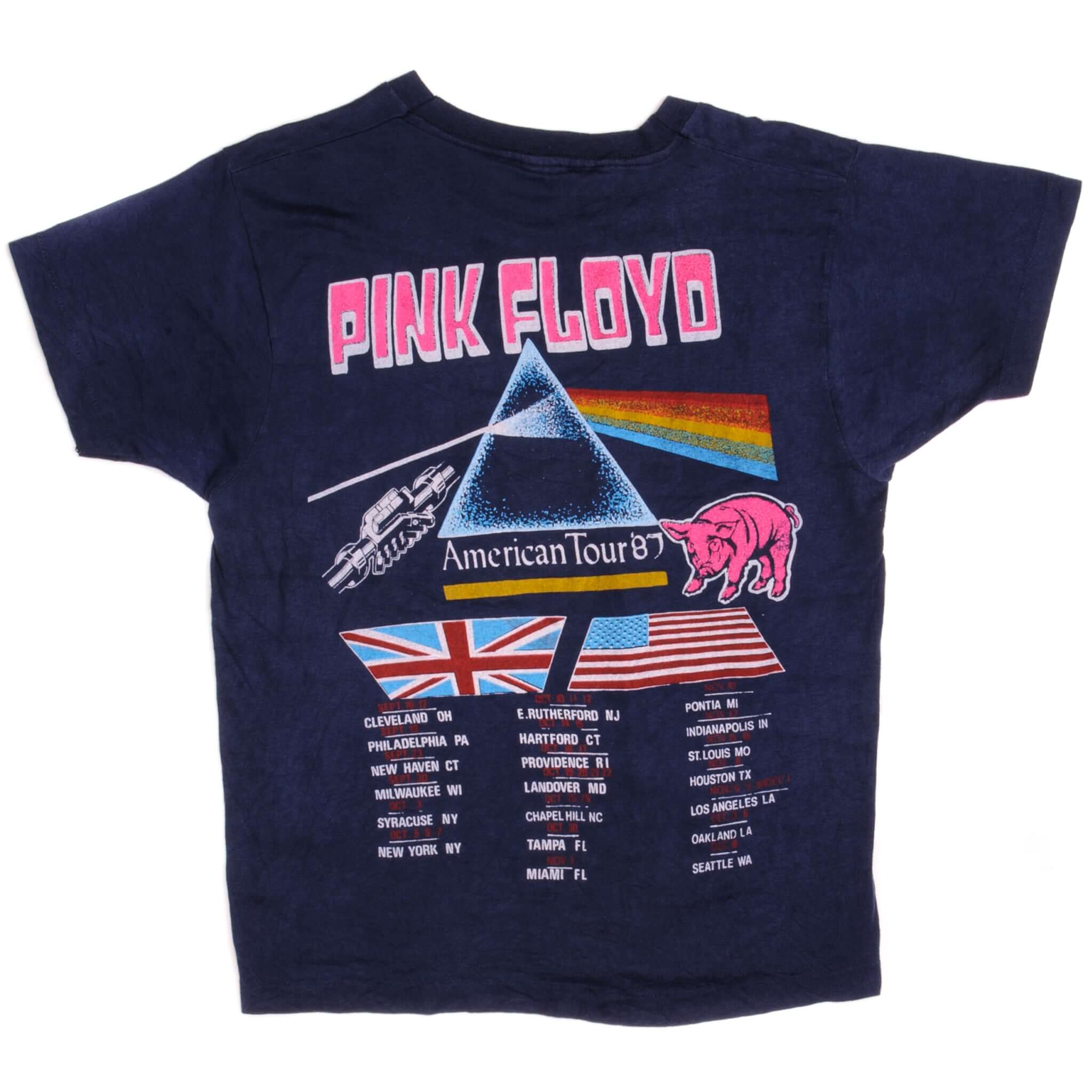 Vintage Pink Floyd American Tour A Momentary Lapse Of Reason Tee Shirt 1987 Size Medium Made In USA With Single Stitch Sleeves.