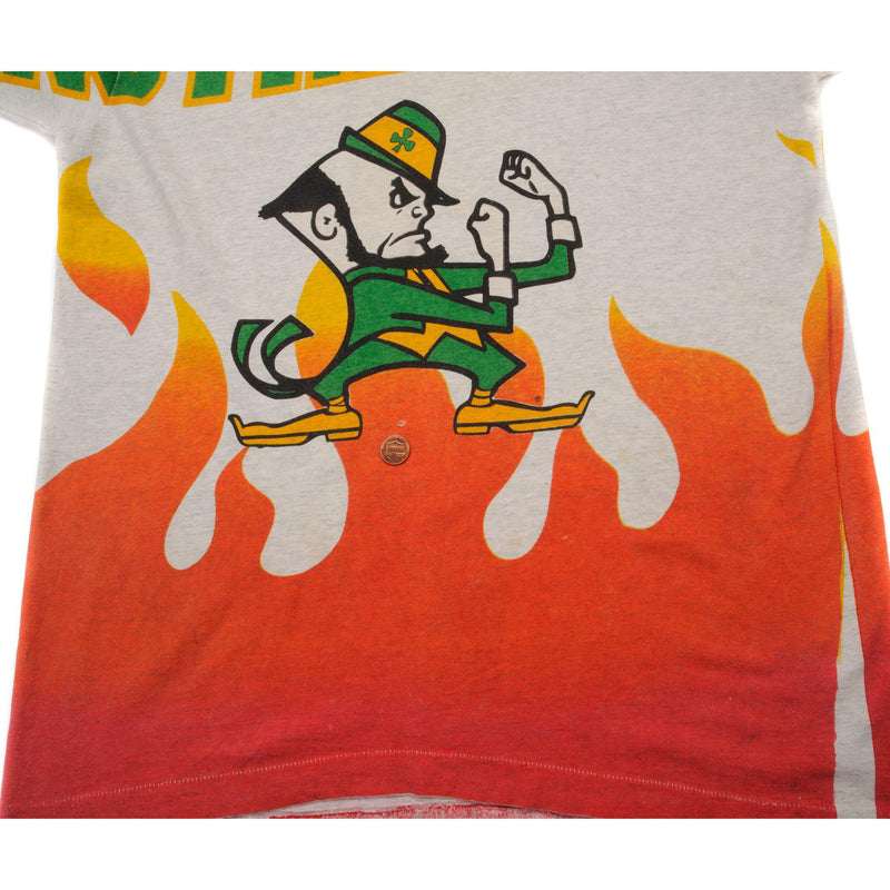 VINTAGE ALL OVER PRINT UNIVERSITY OF NOTRE DAME TEE SHIRT 90s SIZE LARGE MADE IN USA