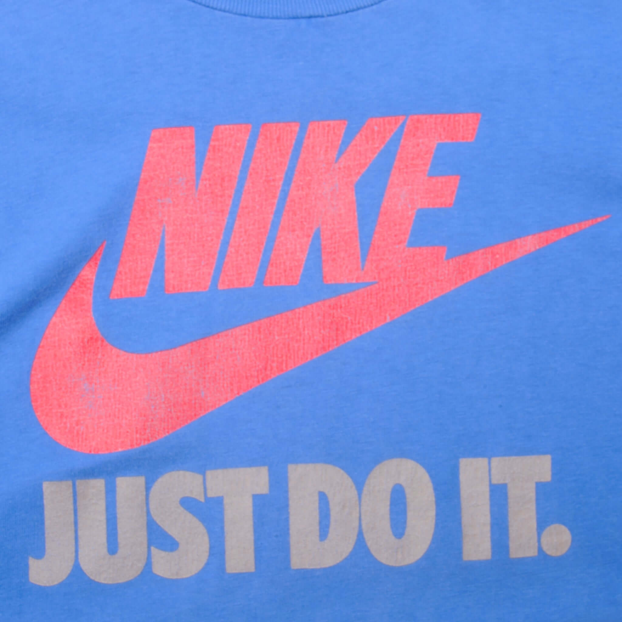 Vintage Blue Nike Just Do It Long Sleeve Tee Shirt 1984-1987 Size S. Made In USA. With Single Stitch. Nike Blue Label